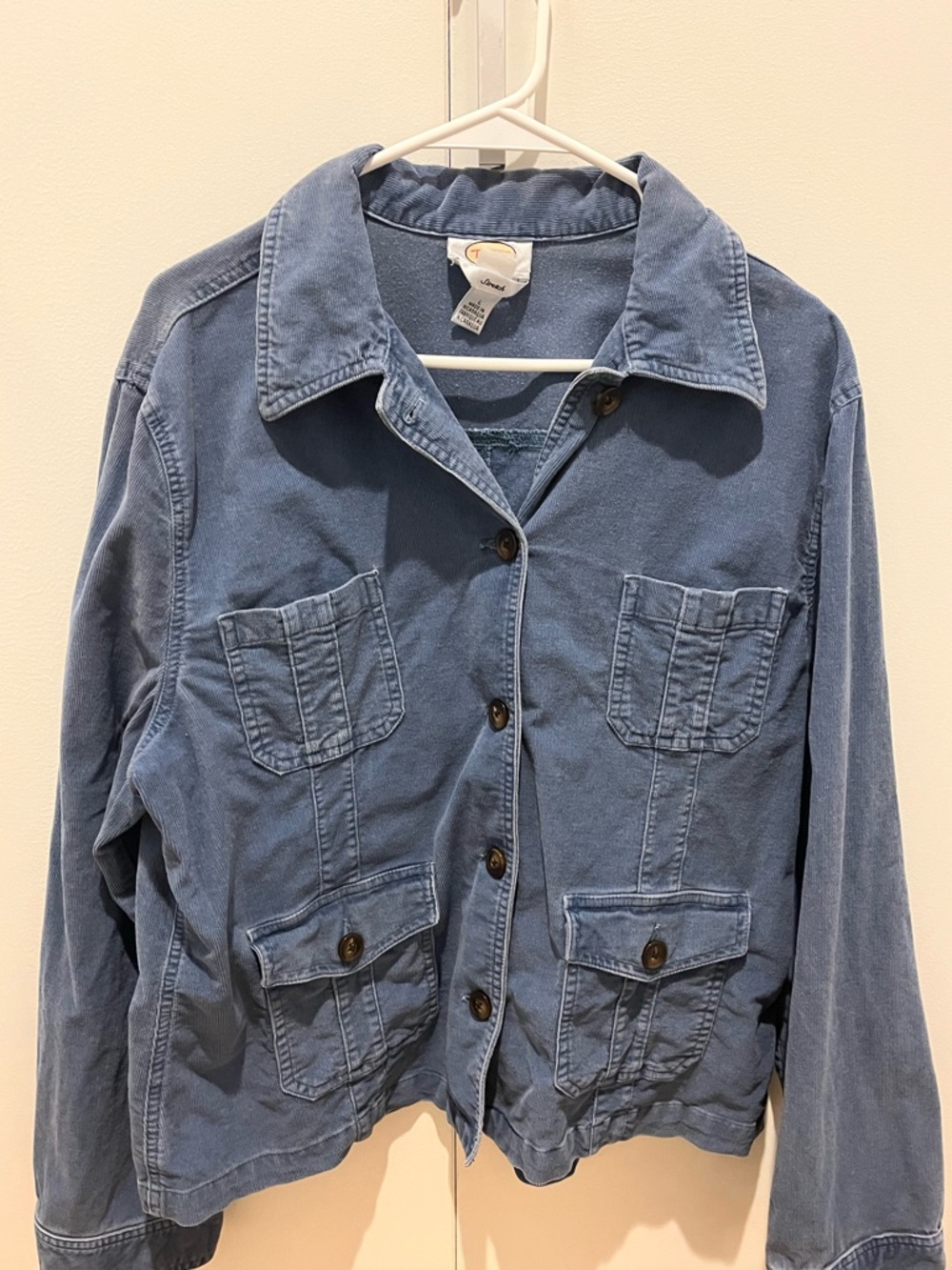 Talbots Stretch Washed Blue Utility Jean Jacket stretch used size L